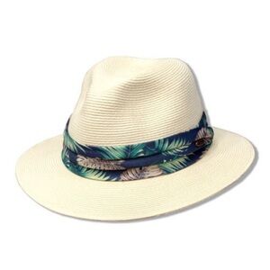Scala Cream Fedora hat with Tropical Band